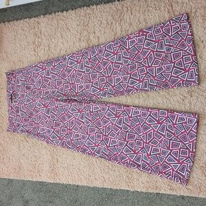 The Foxx Company Junior's Pink Geometric‎ Flared Wide Leg Pants Size M